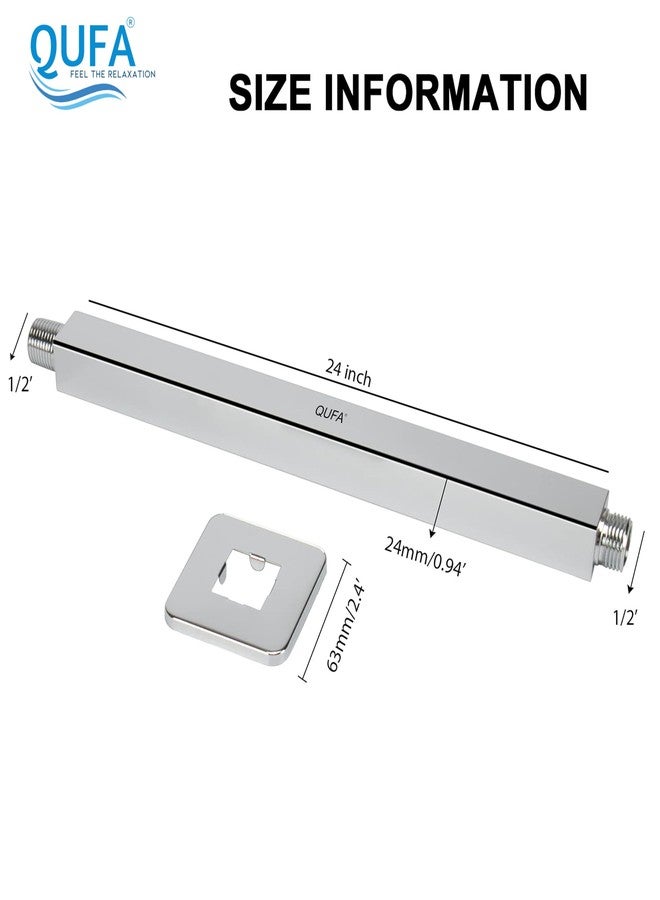 QUFA® Heavy Premium Stainless Steel Only Shower Arm with Wall Flange. (CEILING ARM ONLY, 24 INCH ARM) - Image 2